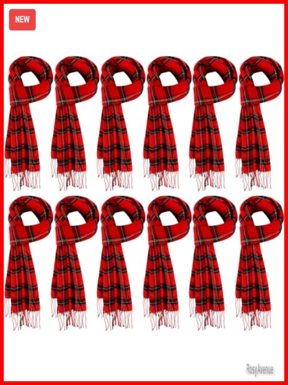 12 Pack Buffalo Plaid Scarves Women Men 100% Polyester Winter